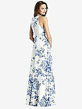 Rear View Thumbnail - Cottage Rose Dusk Blue Sleeveless Halter Chiffon Maxi Dress