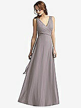 Front View Thumbnail - Cashmere Gray Sleeveless V-Neck Chiffon Wrap Dress