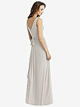 Rear View Thumbnail - Oyster Sleeveless V-Neck Chiffon Wrap Dress
