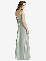 Rear View Thumbnail - Willow Green Sleeveless V-Neck Chiffon Wrap Dress