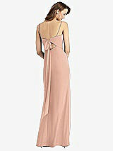 Front View Thumbnail - Pale Peach Tie-Back Cutout Trumpet Gown with Front Slit