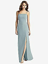 Rear View Thumbnail - Morning Sky Tie-Back Cutout Trumpet Gown with Front Slit