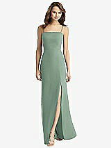 Rear View Thumbnail - Seagrass Tie-Back Cutout Trumpet Gown with Front Slit