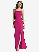 Rear View Thumbnail - Think Pink Tie-Back Cutout Trumpet Gown with Front Slit