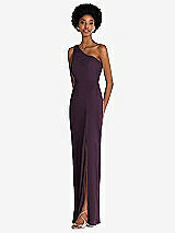 Side View Thumbnail - Aubergine One-Shoulder Chiffon Trumpet Gown