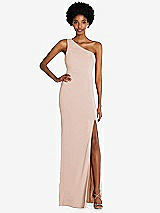 Front View Thumbnail - Cameo One-Shoulder Chiffon Trumpet Gown