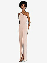 Side View Thumbnail - Cameo One-Shoulder Chiffon Trumpet Gown