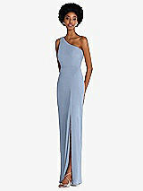 Side View Thumbnail - Cloudy One-Shoulder Chiffon Trumpet Gown
