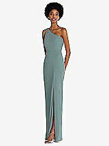 Side View Thumbnail - Icelandic One-Shoulder Chiffon Trumpet Gown