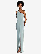 Side View Thumbnail - Morning Sky One-Shoulder Chiffon Trumpet Gown