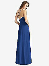 Rear View Thumbnail - Classic Blue Cowl Neck Criss Cross Back Maxi Dress