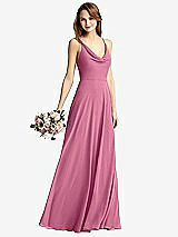 Front View Thumbnail - Orchid Pink Cowl Neck Criss Cross Back Maxi Dress