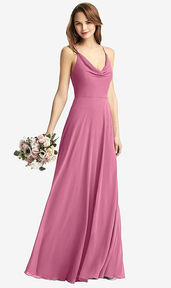 Front View - Orchid Pink Cowl Neck Criss Cross Back Maxi Dress