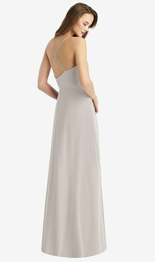 Back View - Oyster Cowl Neck Criss Cross Back Maxi Dress
