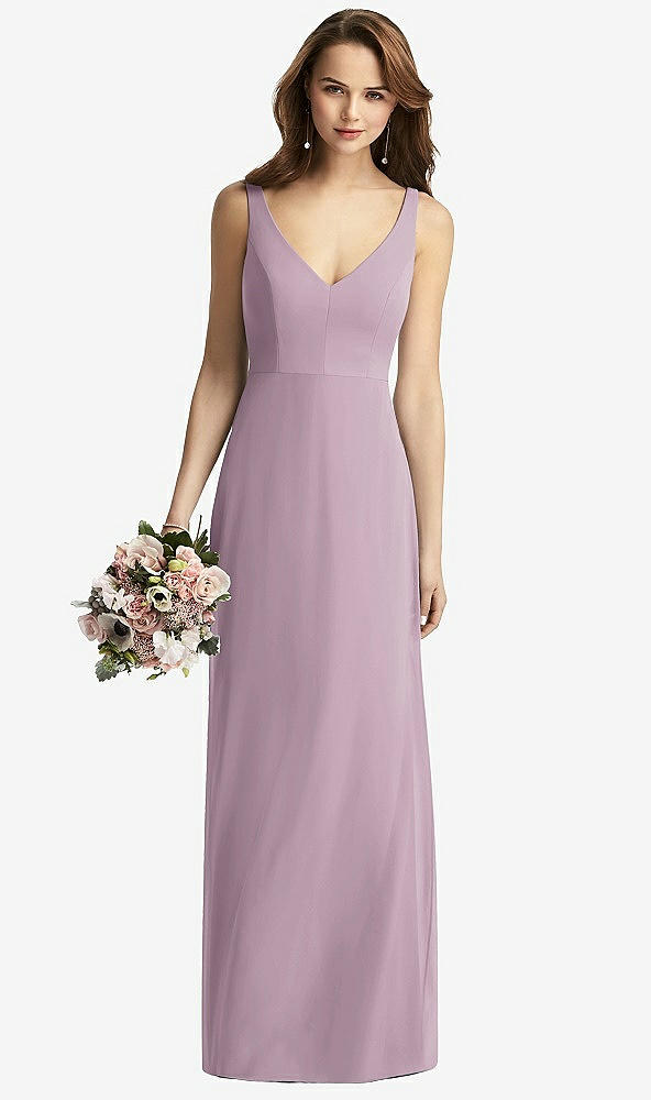 Front View - Suede Rose Sleeveless V-Back Long Trumpet Gown