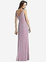 Rear View Thumbnail - Suede Rose Sleeveless V-Back Long Trumpet Gown