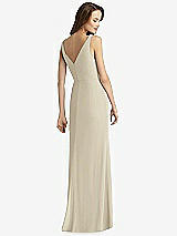 Rear View Thumbnail - Champagne Sleeveless V-Back Long Trumpet Gown