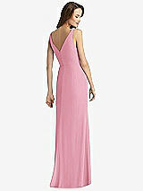 Rear View Thumbnail - Peony Pink Sleeveless V-Back Long Trumpet Gown