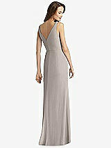 Rear View Thumbnail - Taupe Sleeveless V-Back Long Trumpet Gown