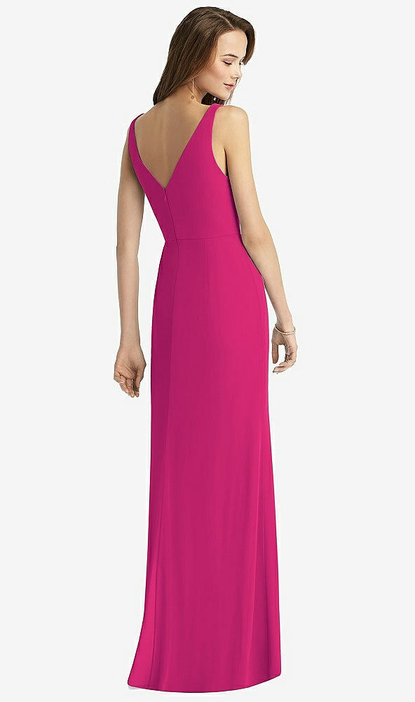 Back View - Think Pink Sleeveless V-Back Long Trumpet Gown