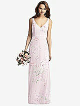 Front View Thumbnail - Watercolor Print Sleeveless V-Back Long Trumpet Gown