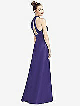 Front View Thumbnail - Grape High-Neck Cutout Satin Dress with Pockets