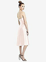 Rear View Thumbnail - Blush Strapless Notch Satin Cocktail Dress with Pockets