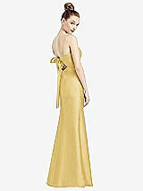 Front View Thumbnail - Maize Open-Back Bow Tie Satin Trumpet Gown
