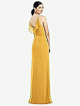 Front View Thumbnail - NYC Yellow Ruffled Back Chiffon Dress with Jeweled Sash