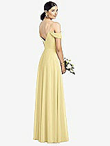 Rear View Thumbnail - Pale Yellow Cold-Shoulder V-Back Chiffon Maxi Dress