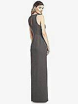 Rear View Thumbnail - Caviar Gray Sleeveless Chiffon Dress with Draped Front Slit