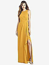 Alt View 1 Thumbnail - NYC Yellow Sleeveless Chiffon Dress with Draped Front Slit