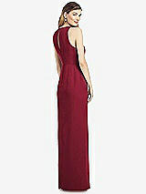 Rear View Thumbnail - Burgundy Sleeveless Chiffon Dress with Draped Front Slit