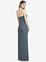 Rear View Thumbnail - Silverstone Spaghetti Strap Draped Skirt Gown with Front Slit