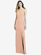 Alt View 1 Thumbnail - Pale Peach Spaghetti Strap V-Back Crepe Gown with Front Slit