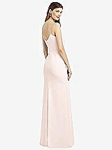 Rear View Thumbnail - Blush Spaghetti Strap V-Back Crepe Gown with Front Slit