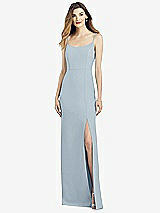 Alt View 1 Thumbnail - Mist Spaghetti Strap V-Back Crepe Gown with Front Slit