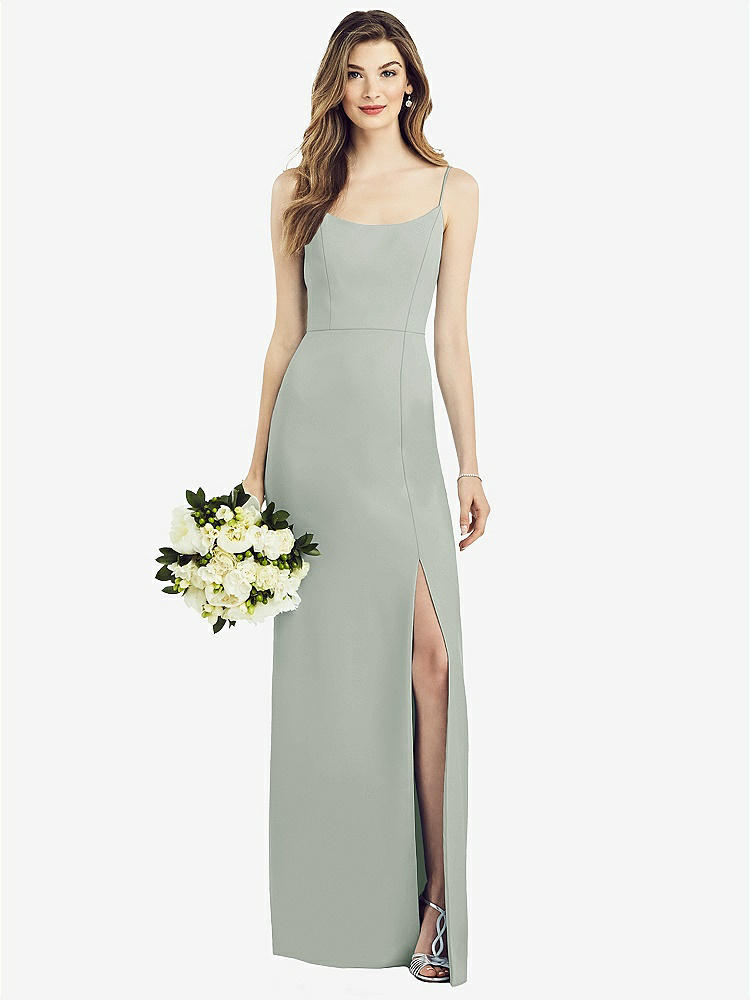 Scoop Neck Convertible Tie-strap Maxi Bridesmaid Dress With Front