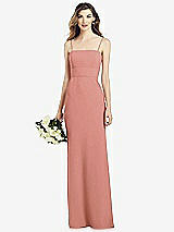 Front View Thumbnail - Desert Rose Spaghetti Strap A-line Crepe Dress with Pockets
