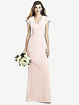 Front View Thumbnail - Blush Cap Sleeve A-line Crepe Gown with Pockets