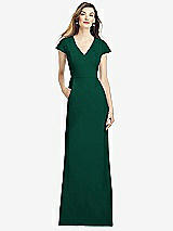 Alt View 1 Thumbnail - Hunter Green Cap Sleeve A-line Crepe Gown with Pockets