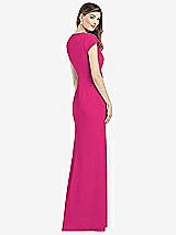 Rear View Thumbnail - Think Pink Cap Sleeve A-line Crepe Gown with Pockets