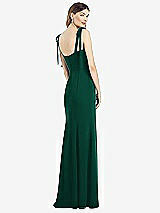 Rear View Thumbnail - Hunter Green Flat Tie-Shoulder Crepe Trumpet Gown with Front Slit