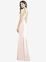 Front View Thumbnail - Blush Bow-Neck Open-Back Trumpet Gown