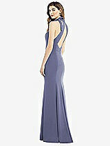 Front View Thumbnail - French Blue Bow-Neck Open-Back Trumpet Gown