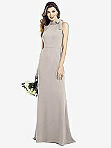 Alt View 1 Thumbnail - Taupe Bow-Neck Open-Back Trumpet Gown