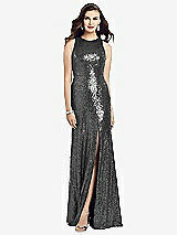 Front View Thumbnail - Stardust Long Sequin Sleeveless Gown with Front Slit