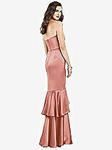 Rear View Thumbnail - Desert Rose Strapless Tiered Ruffle Trumpet Gown