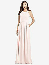 Front View Thumbnail - Blush Criss Cross Back Crepe Halter Dress with Pockets