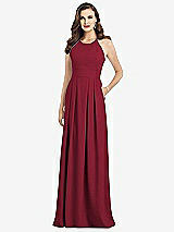 Front View Thumbnail - Burgundy Criss Cross Back Crepe Halter Dress with Pockets